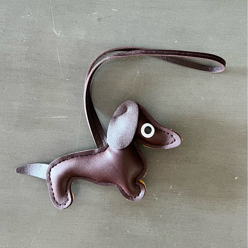 Dark Brown Dog 4.5” Faux Leather Bag Purse Charm Accessory Puppy Weiner Poodle